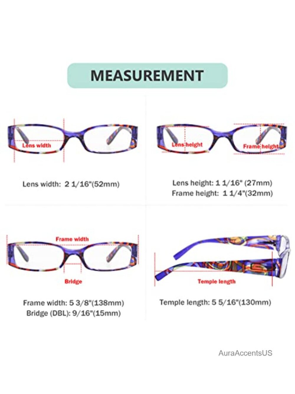 4-Pack Spring Hinge Rectangular Reading Glasses +1.75 - Picture 2 of 5